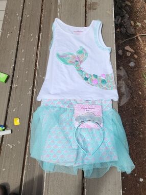 Tommy Bahama Kids White Tank & Mint Mermaid Skirt Matching Set